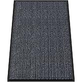 Kuyal Front Door Mat, 4'x6' Indoor Outdoor Entrance Mat, Commercial Floor Mats Inside Outside Entrance, Heavy Duty Durable Welcome Mats, Rubber Backing Non Slip Outdoor Mats for Entryway,Dark Gray
