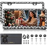 OKLPF Rhinestone Bling License Plate Frames for Women - Sparkle with Glitter Crystals & Diamond Bedazzled License Plate Cover, Fits Standard US Plates, Comes with Anti-Theft Screws & Gift Box(Black)