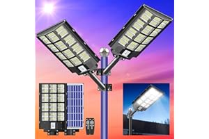 CEDIO Solar Street Lights Outdoor - Solar Parking Lot Lights Commercial 4000W 300000 Lumens LED Solar Street Light Waterproof IP66 Dusk to Dawn, Solar Flood Lights with Motion Sensor - 2 Pack