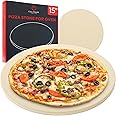 Culinary Couture 15" Round Pizza Stone for Oven and Grill - Cordierite Pizza Stone for Bread, Calzone, Cookies - Oven and Grill Stones for Outdoor