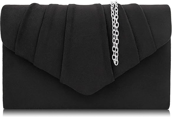 black suede evening clutch