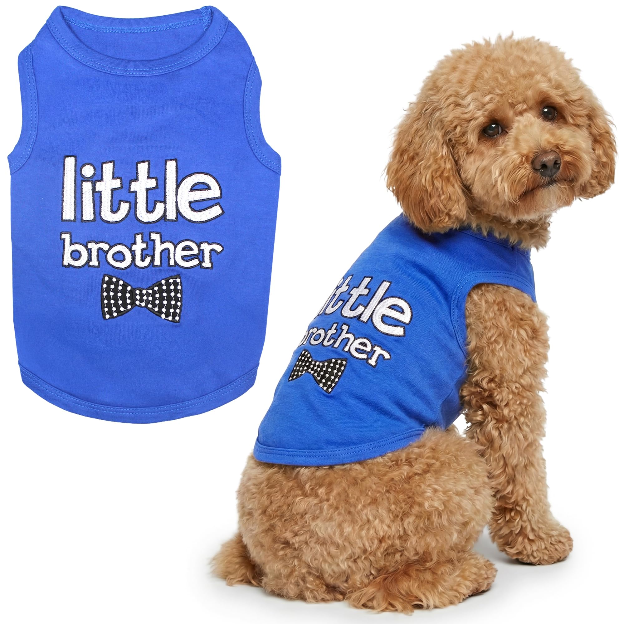 Parisian Pet Dog Cat Clothes Tee Shirts Little Brother, Little Sister (Little Brother, L)
