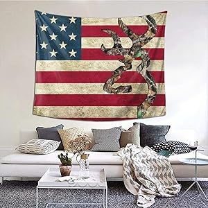 Gearsly American Flag Deer Camo Tapestry Bedroom Tapestries Living Room Wall Hanging Blanket 3D Printing Home Decor 60 X 51 in