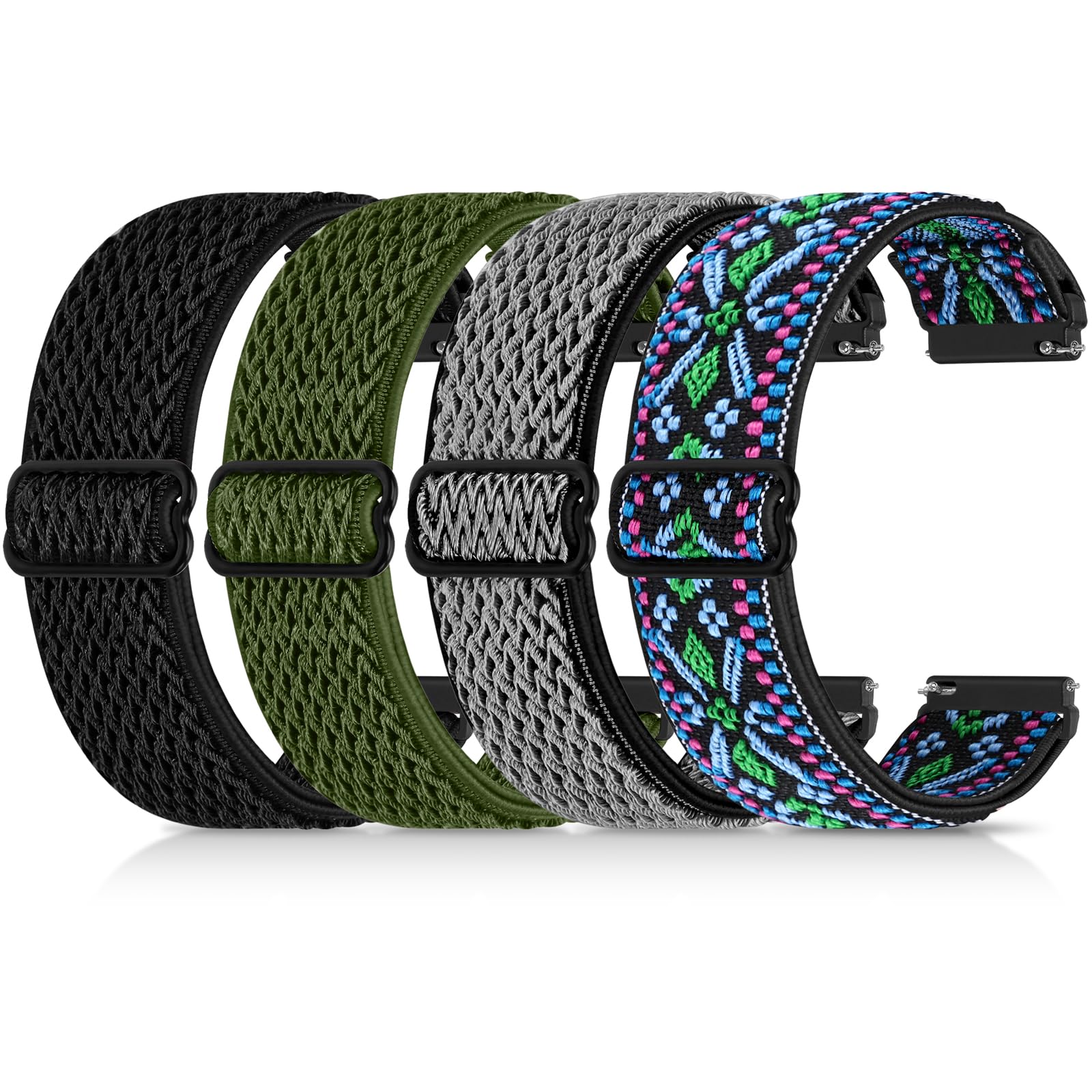 Photo 1 of 4 Pack 22mm Elastic Bands Compatible with Garmin Venu 3/2, Vivoactive 4 (45mm), Garmin Forerunner 570 (47mm)/255/265/745, Amazfit GTR 4/3/2, Smartwatch Band for Amazfit Bip 6/5, Amazfit Balance