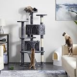 Yaheetech Cat Tree 158cm Tower with Scratching Posts 2 Houses Dark Grey view 2