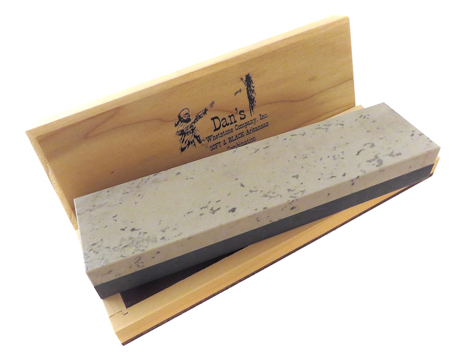 Genuine Arkansas Combination Soft (Medium) and Black Surgical (Ultra Fine) Knife Sharpening Bench Stone Whetstone 8" x 2" x 1" in Wood Box MBC-8-C