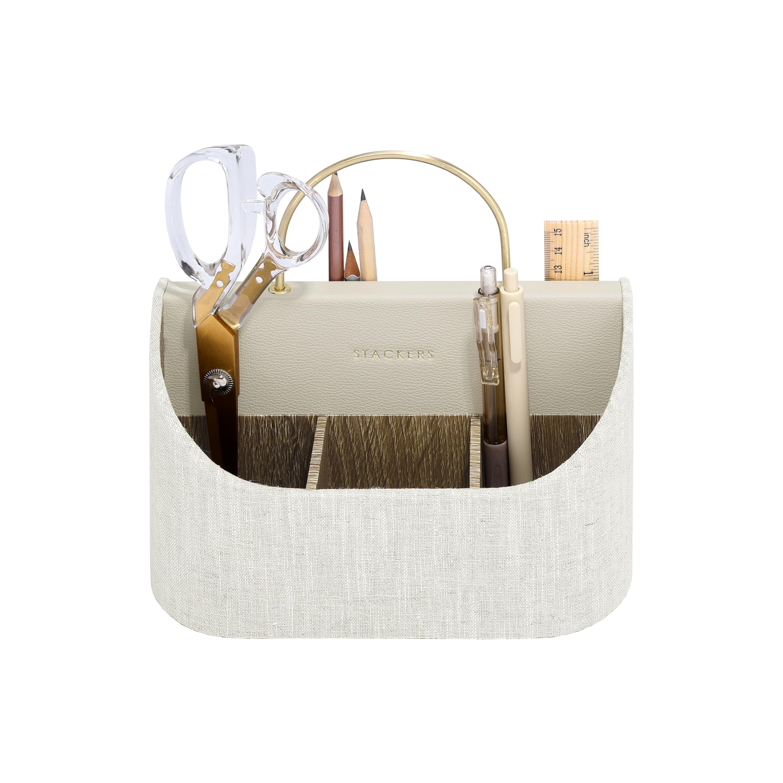 Stackers Oatmeal & Linen Stationary Caddy with Handle