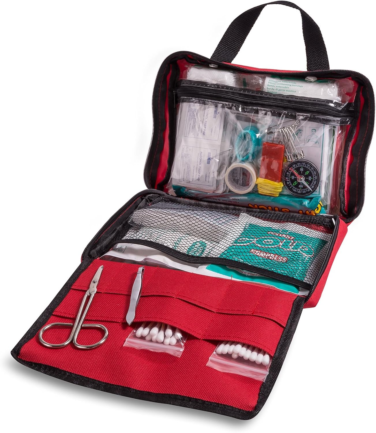 First Aid Kit for Car - Home, Traveling, Camping, Office or Sports | 200 Pieces Bag Equipped with Medical Supplies: Health & Personal Care