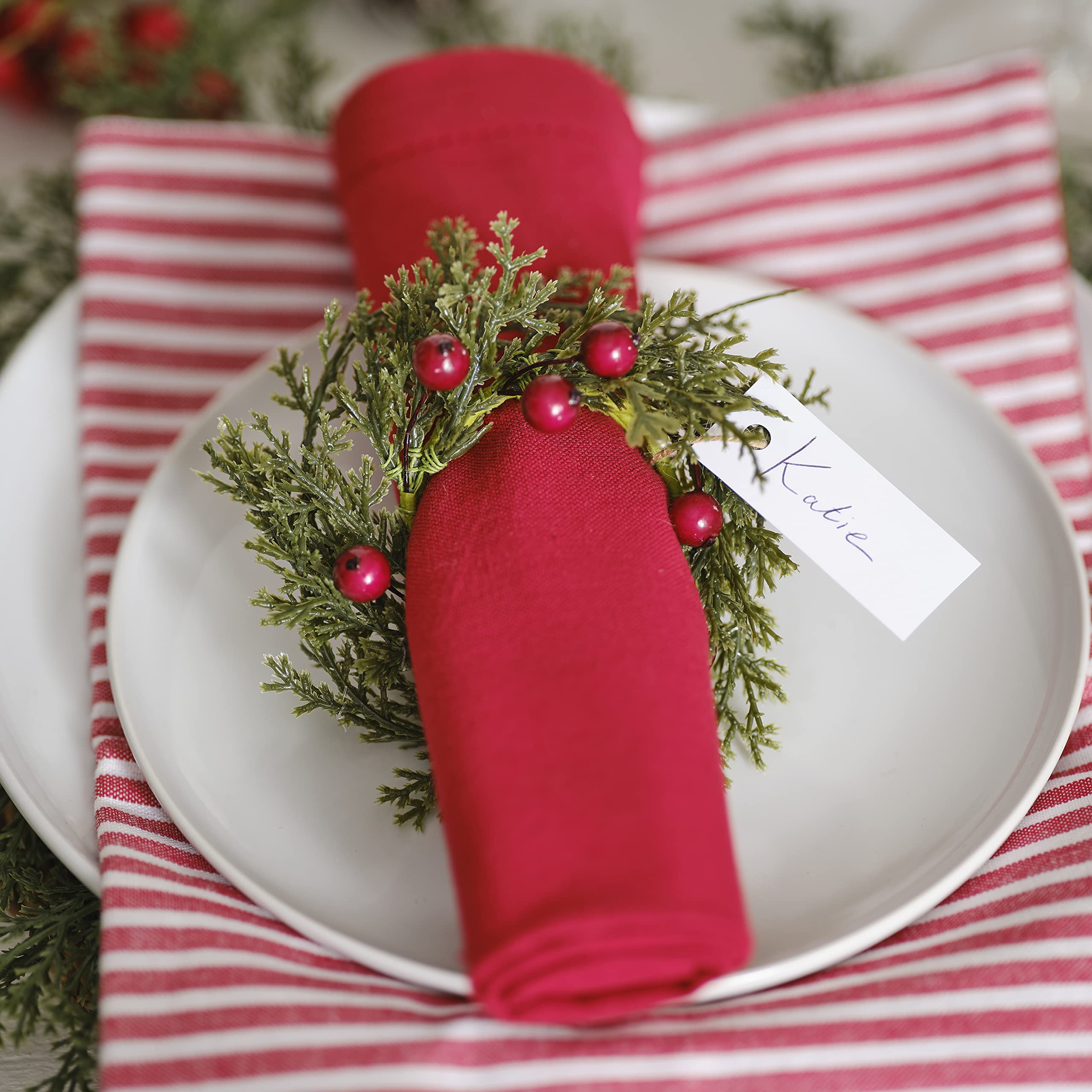 Ginger Ray Christmas Foliage & Berry Napkin Rings Pack of 6, 13cm
