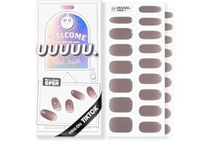 UUUUU. Semi Cured Gel Nail Strips - [Cocoa Cream], UV Nail Stickers Compatible With All Nail Lamps, U-Curve for Perfect Fit, Includes 2 Prep Pads, Nail File, and Wood Stick