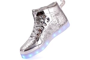 PYYIQI Glitter Led Shoes Light Up Shoes High Top Sneakers for Women Men Flashing Dancing Shoes for Halloween Christmas Party 