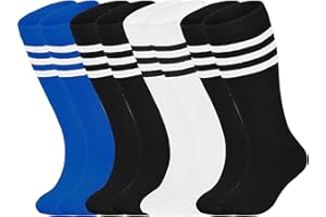 LPMOERA 4 Pairs Toddler Soccer Socks Girls Boys Baseball Softball Sock Football Knee-High Athletic Socks