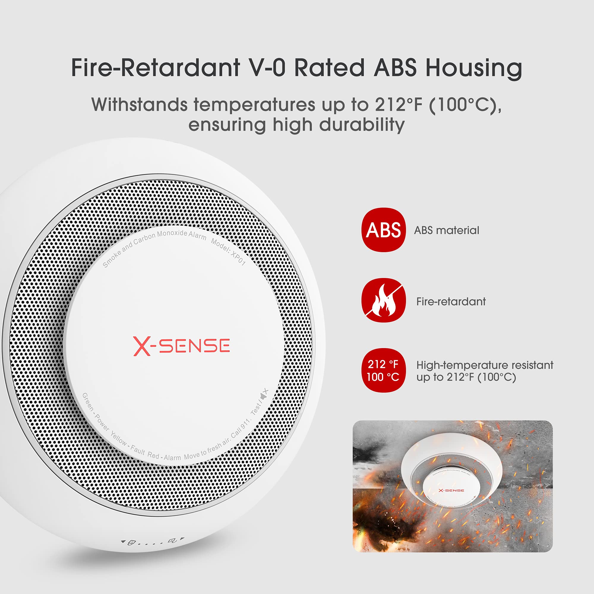 X-Sense 10-Year Battery Combination Smoke and Carbon Monoxide Alarm Detector with Large Silence Button, XP01