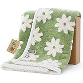 LE SURE Waterproof Puppy Blanket for Small Dogs - Washable Double Sided Dog Blankets with Warm Jacquard Shag and Soft Sherpa Fleece, Pet Cat Blanket for Couch Protection, 3D Textured Cloud, Green
