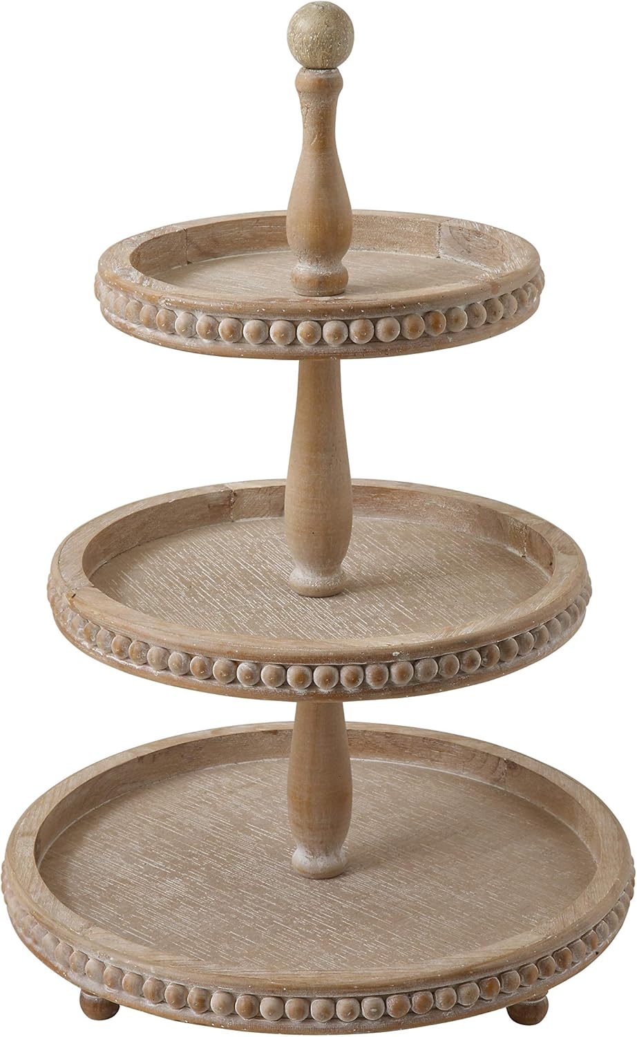 Creative Co-Op Whitewashed Round Decorative Wood Tray: Home & Kitchen