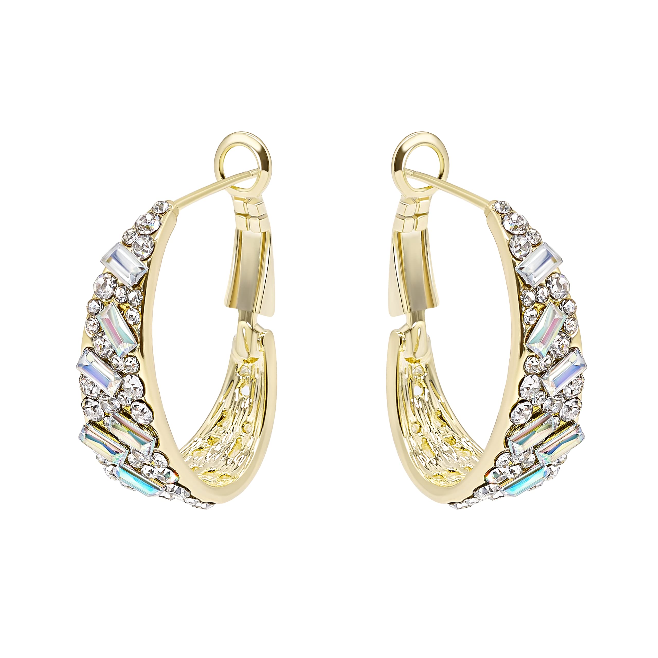 Vinchiq 18k Gold Plated Gold Hoop Earrings Zubic Zircon Diamond Crafted Sparkly Earrings For Women UK
