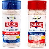 Redmond Real Salt - Sea Salt, 10oz Fine Shaker with 10oz Kosher Shaker | Fine sea salt &amp; kosher sea salt shaker duo, natural unrefined salt for table salt &amp; cooking. Real sal de mar, real seasalt