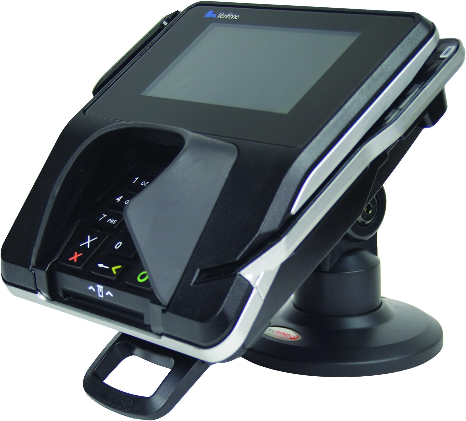 ENS Tailwind Verifone Mx915/Mx925 3" Latch and Lock Compact Pole Mount Terminal Stand, Adhesive Installation, Black