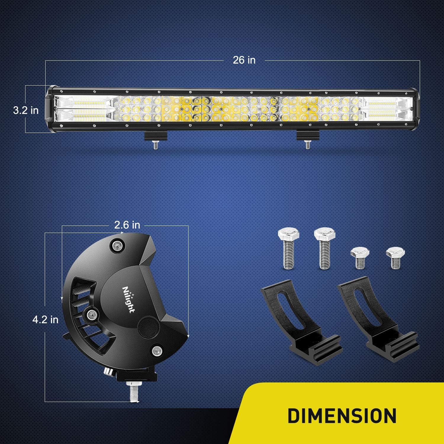 Nilight 26Inch Triple Row Lights 297W 29700LM Flood Spot Combo Beam Bar Driving Boat Super Bright Led Off Road Trucks,2 Years Warranty: Automotive