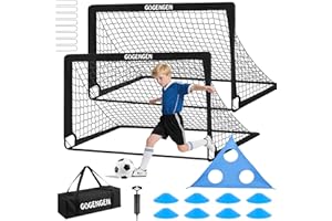 GOGENGEN Soccer Goal, 2 of 6x4 Soccer Goals for Backyard with Soccer Net, Soccer Ball, Target, Cones, Soccer Training Equipment for Toddler Kids Youth