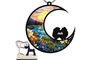 VINATIMES 6'' Pomeranians Dog Memorial Suncatcher Personalized Name Dog Breed Pet Ornament Window Car Hanging Sympathy Gift for Loss of Pet Passed Away Remembrance Gift for Dog Lovers SCD-B11-6-58