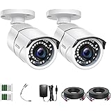 ZOSI 2 Pack 2MP 1080p HD-TVI Home Security Camera Outdoor Indoor 1920TVL,36PCS LEDs,120ft Night Vision, 105°View Angle, Weath