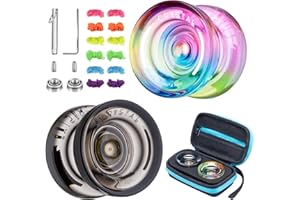 SHUNGRU K2 Crystal Yoyo 2 Pack, Responsive Yoyo for Kids, Dual Purpose Plastic Yoyo Professional with Unresponsive Yoyo Bearing + 12 Yoyo Strings, Yoyo Storage Case, Bearing Removal Tool (Gradient + Black