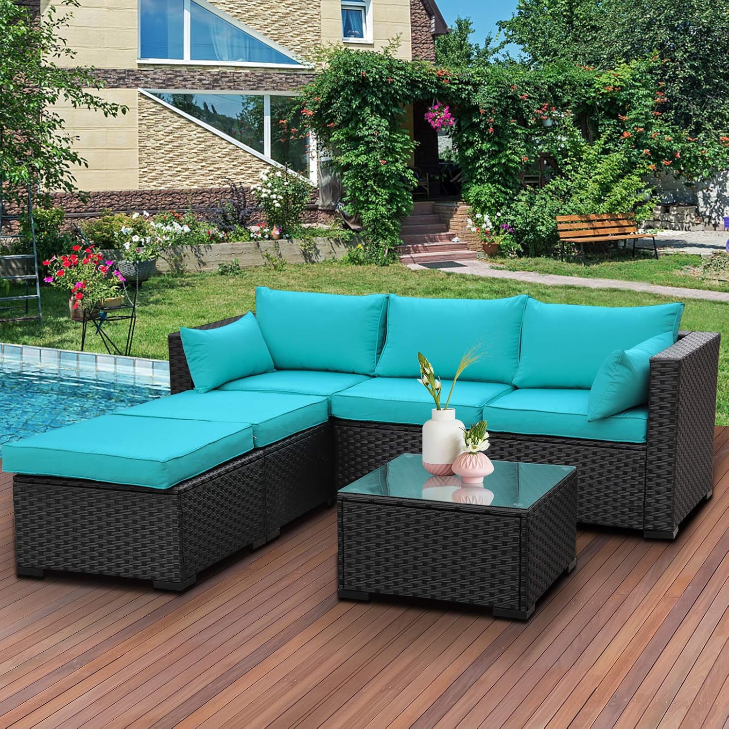 turquoise patio set