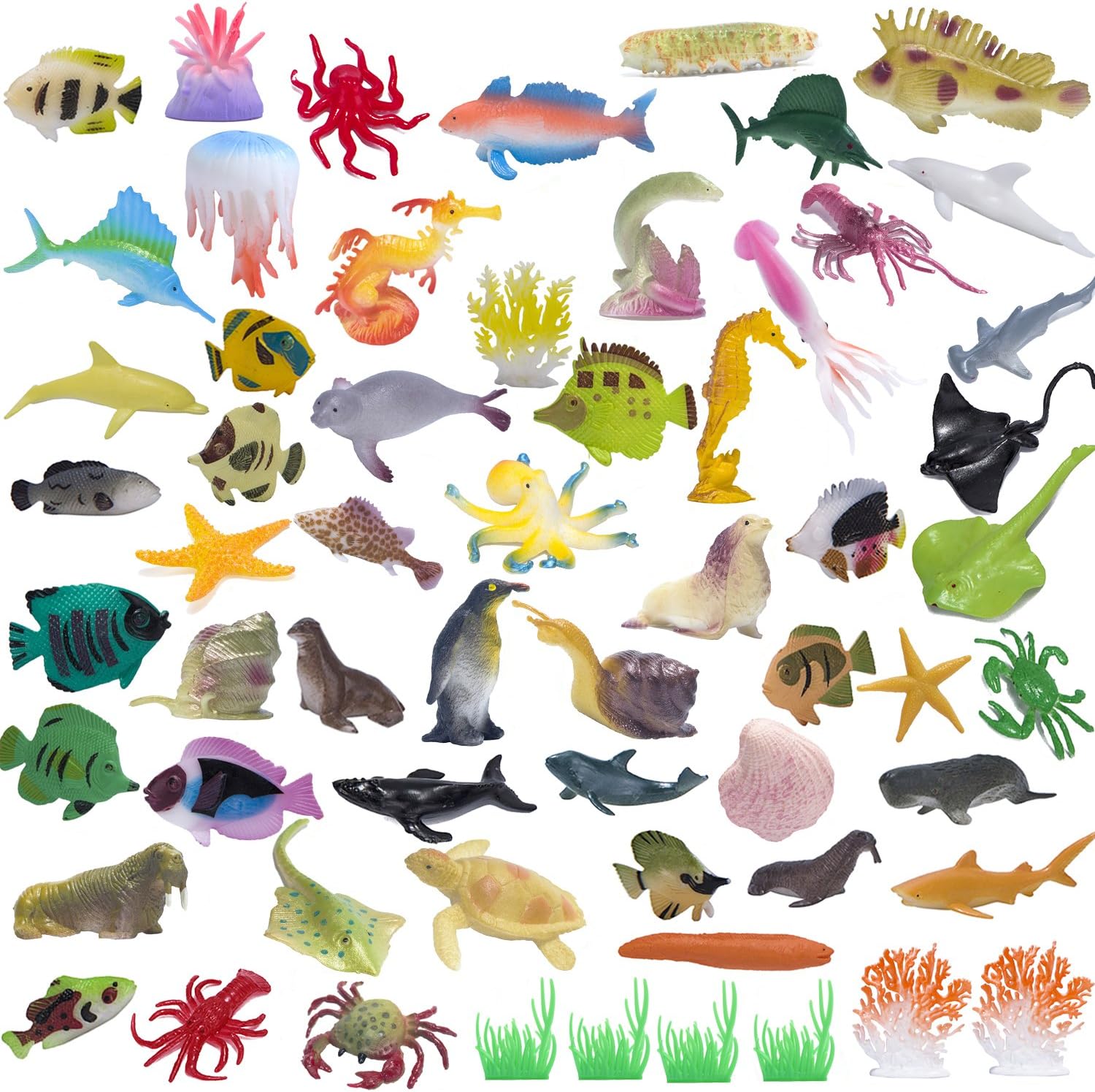small plastic sea creatures