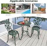 TANGZON 3 Pieces Patio Bistro Set - Cast Aluminum Table & 2 Chairs Green view 7