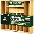 ROYAL CRAFT WOOD Luxury Bamboo Kitchen Drawer Organizer - Silverware Organizer, Utensil Holder & Cutlery Tray Drawer Dividers
