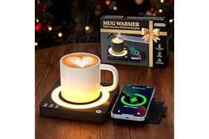 Mug Warmer, Coffee Cup Warmer for Desk/Home, 15W Wireless Charging, 3 Heat Settings Temperature Controlled, 8H Auto Off, Cand