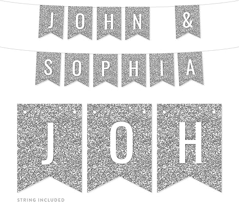 Amazon Com Andaz Press Personalized Faux Silver Glitter Party