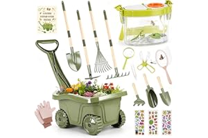 Dreamon Kids Gardening Tools & Bug Catcher Kit, 2-in-1 Outdoor Toys with Wheelbarrow and Bug House, STEM Educational Toys for 3 Year Old, Birthday Gifts Outdoor Gifts for Kids 3-5