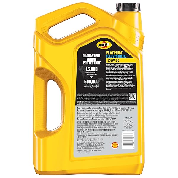 PENNZOIL PLATINUM FULL SYNTHETIC 5W-30 MOTOR OIL, 5 QUART