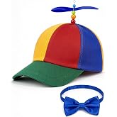 Rainbow Propeller Hat for Adults Helicopter Baseball Cap Party | 2-Piece Set, Spinning Propeller Hats, Color Block Design, Adjustable Unisex Fit, Birthday Cosplay, Halloween Costume