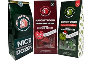 MISS FORTUNES BETTER LUCK NEXT TIME Miss Fortunes, Funny Fortune Cookies, The Holiday 3-Way, Our Three Most Popular Christmas Bags, Written by Professional Comedy Writers (Multi-Pack of 3 Dozen Cookies) (Naughty Dozen + Nice Dozen + Grinchy Dozen)