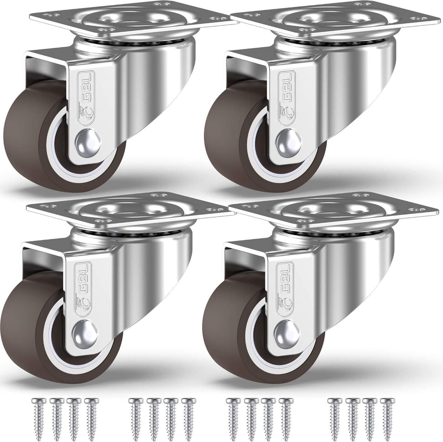 GBL - 1'' Small Caster Wheels + Screws 90Lbs | Low Profile Castor Wheels Without Brakes | Dolly Wheels for Furniture Trolley Hardwood Floors