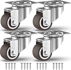 GBL - 1'' Small Caster Wheels + Screws 90Lbs | Low Profile Castor Wheels Without Brakes | Dolly Wheels for Furniture Trolley Hardwood Floors