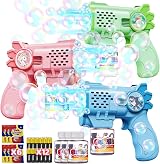 Tecnock 3 Pack Bubble Guns for Kids with 12 Batteries 3 Bottles Refills view 1