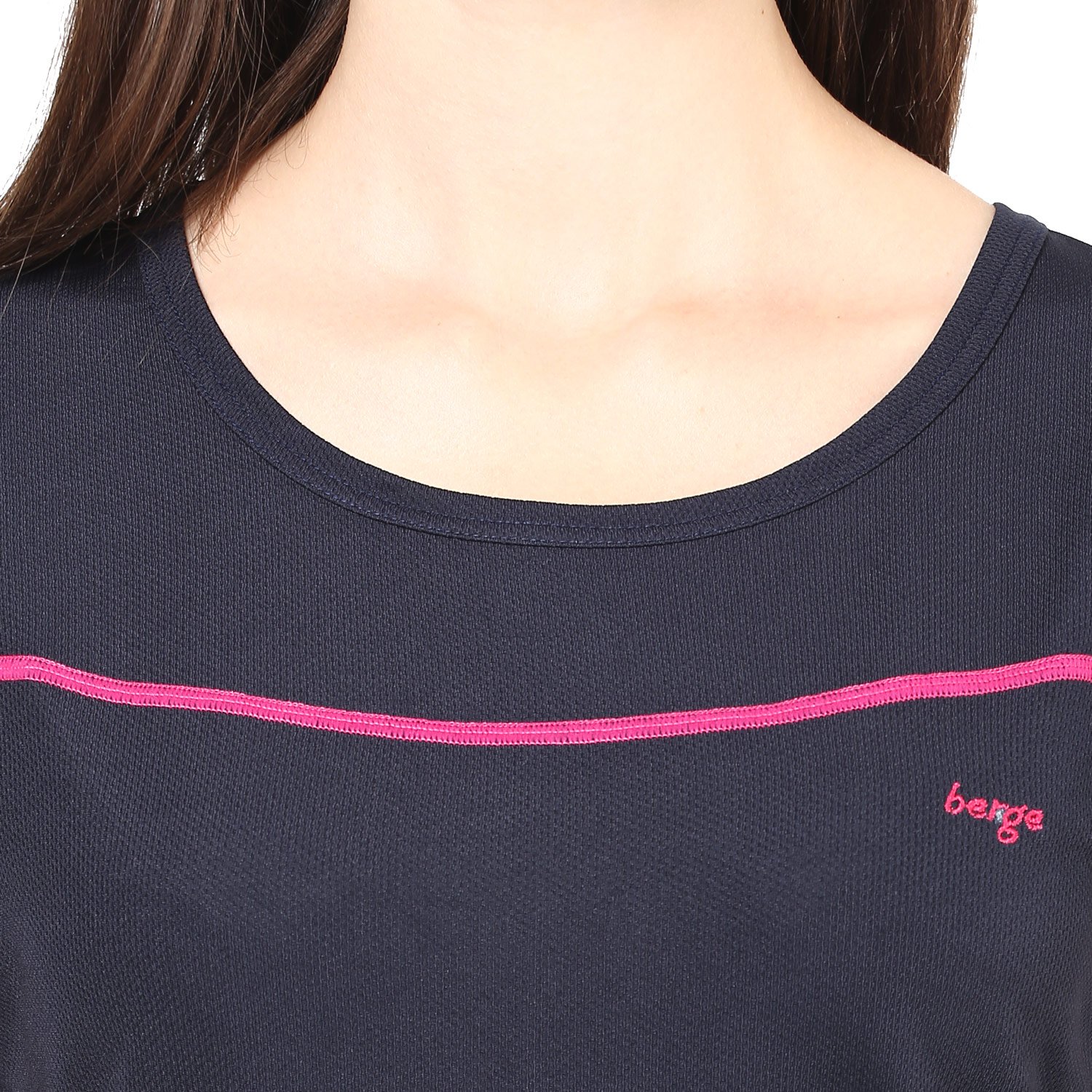 berge women's instadry round neck navy tee