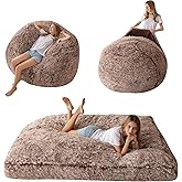 MAXYOYO Giant Bean Bag Chair Bed for Adults, Convertible Beanbag Folds from Lazy Chair to Floor Mattress Bed, Large Floor Sofa Couch, Big Sofa Bed, High-Density Foam Filling, Machine Washable