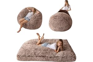 MAXYOYO Giant Bean Bag Chair Bed for Adults, Convertible Beanbag Folds from Lazy Chair to Floor Mattress Bed, Large Floor Sofa Couch, Big Sofa Bed, High-Density Foam Filling, Machine Washable