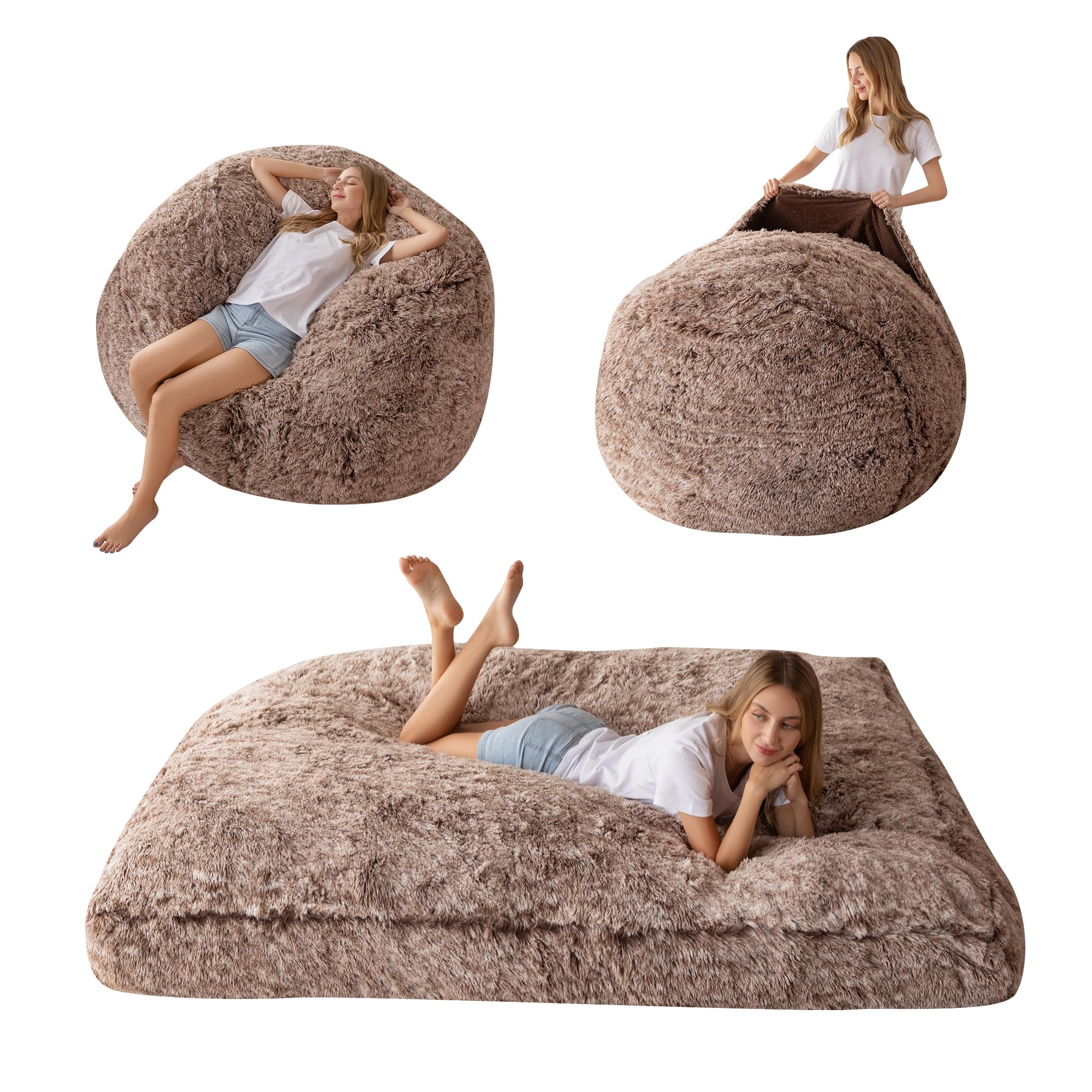 Photo 1 of MAXYOYO Giant Bean Bag Chair Bed for Adults, Convertible Beanbag Folds from Lazy Chair to Floor Mattress Bed, Large Floor Sofa Couch, Big Sofa Bed, High-Density Foam Filling, Machine Washable