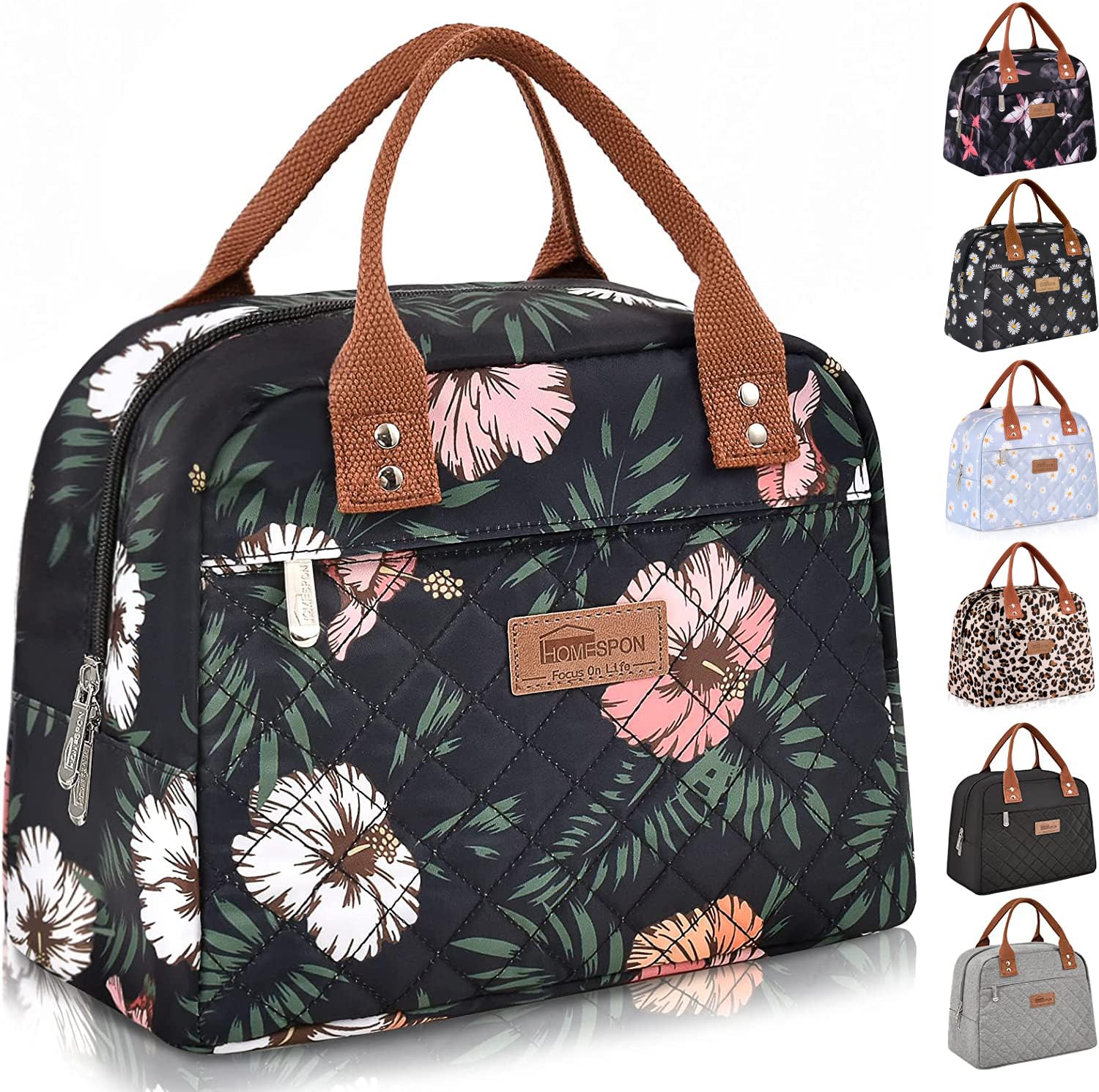 HOMESPON Insulated Lunch Bag for Women Men Lunch Tote Adult Cool Bag Lunch Box Container for Work School Picnic(Floral)