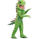 Toddler Green Iguana Costume for Kids with Jumpsuit and Headpiece | Lizard Reptile Halloween Animal Outfit