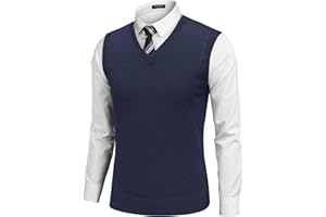COOFANDY Men's Sleeveless V Neck Pullover Sweater Slim Fit Casual Argyle Sweater Vest