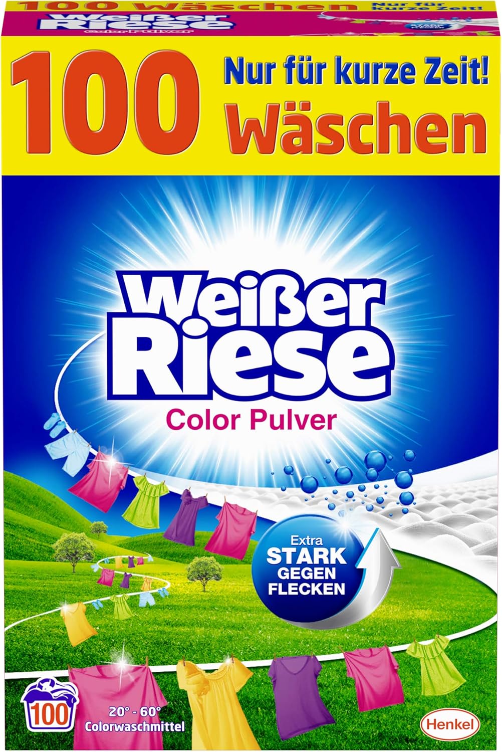 Weißer Riese Color Pulver, Colorwaschmittel, 100 Waschladungen, extra stark gegen Flecken