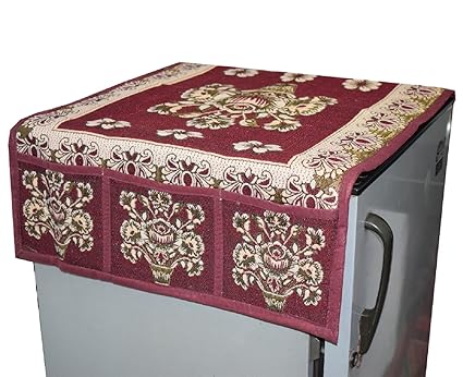Kuber Industries Cotton Fridge Top Cover - Maroon