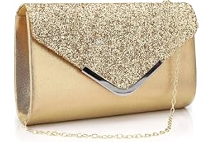 McBecdy Clutch Purse for Women,Evening Bag Sparkling Handbag with Detachable Chain, Envelope Clutch For Wedding Party